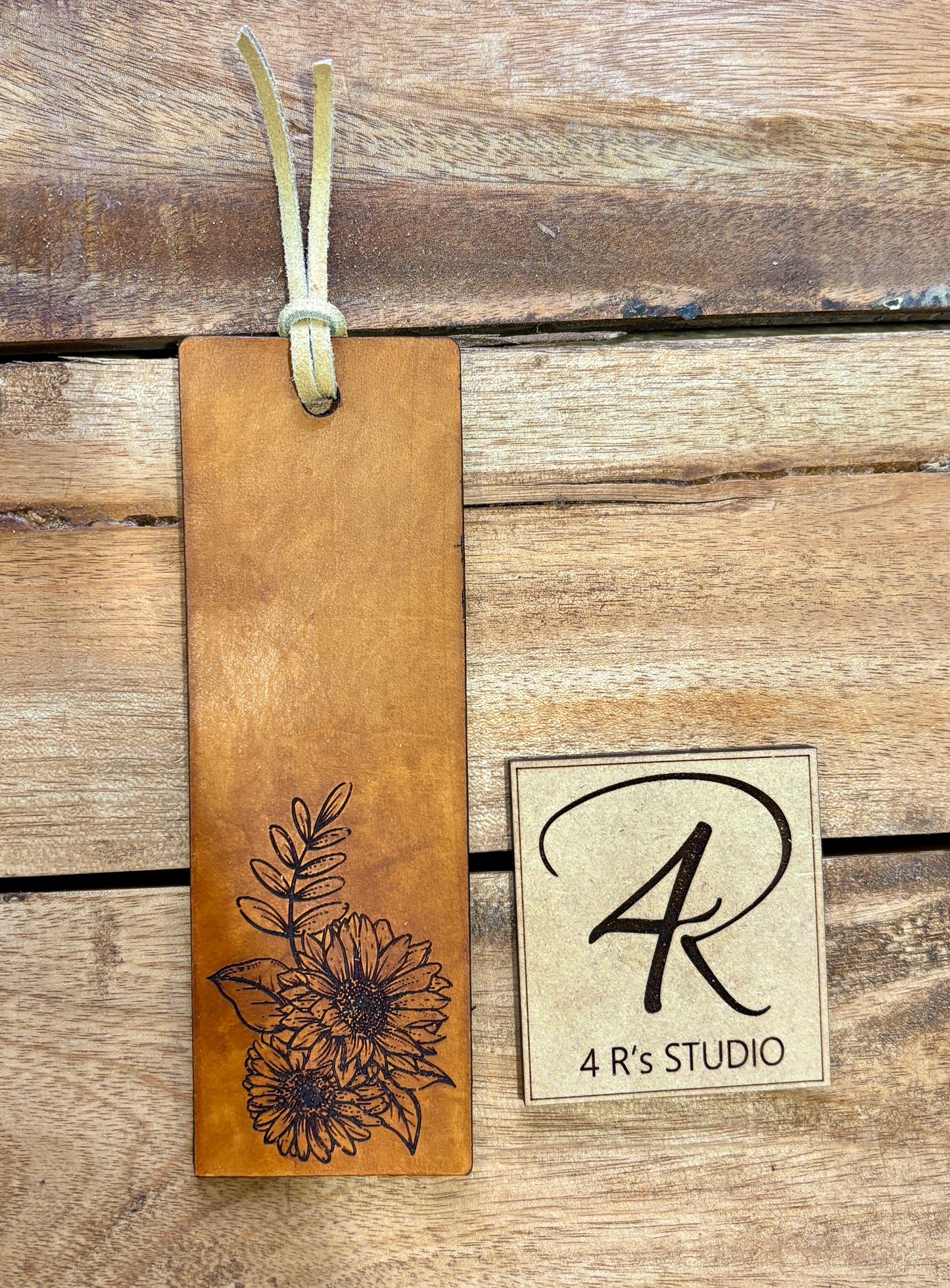 Leather Bookmarks - Flowers