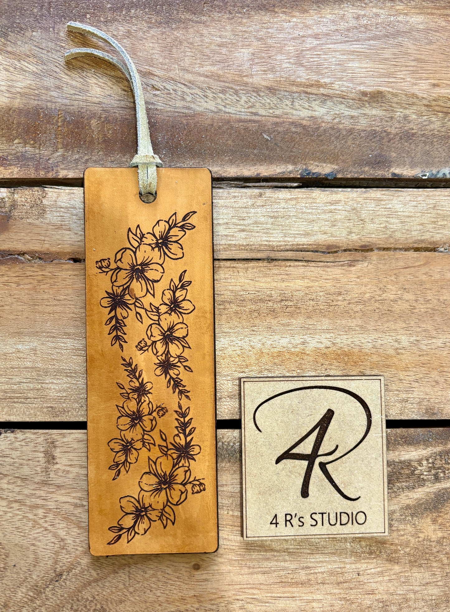Leather Bookmarks - Flowers