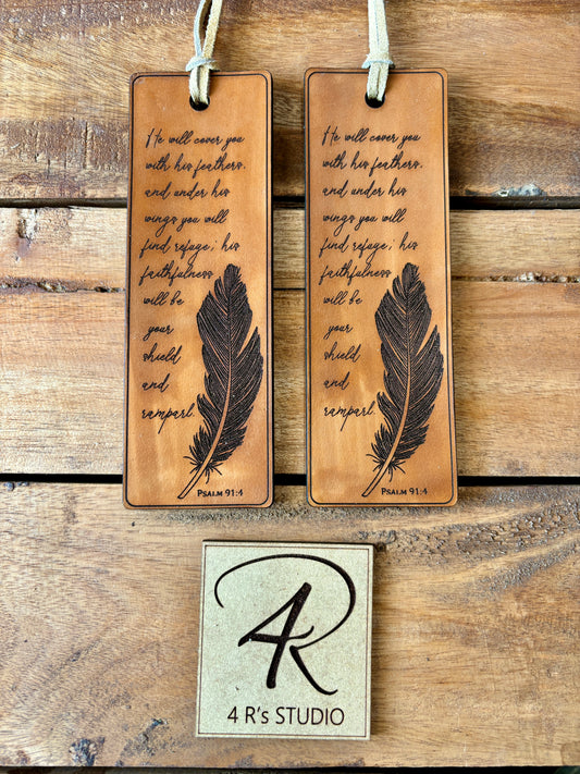 Leather Bookmarks -Feather