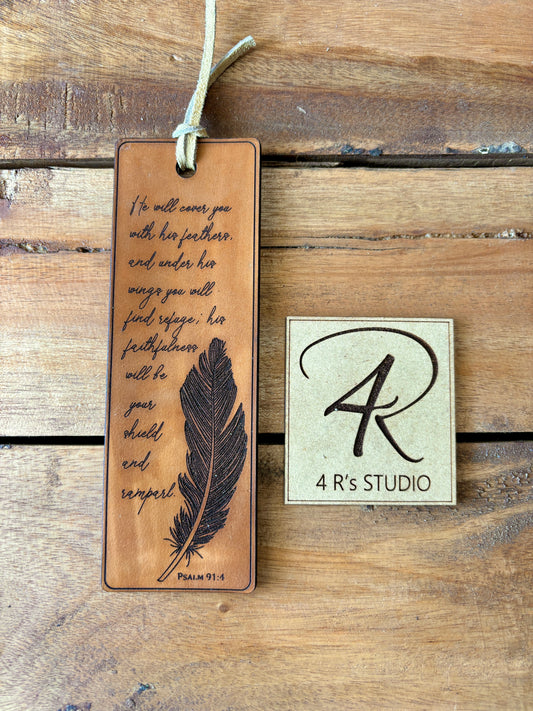 Leather Bookmarks -Feather