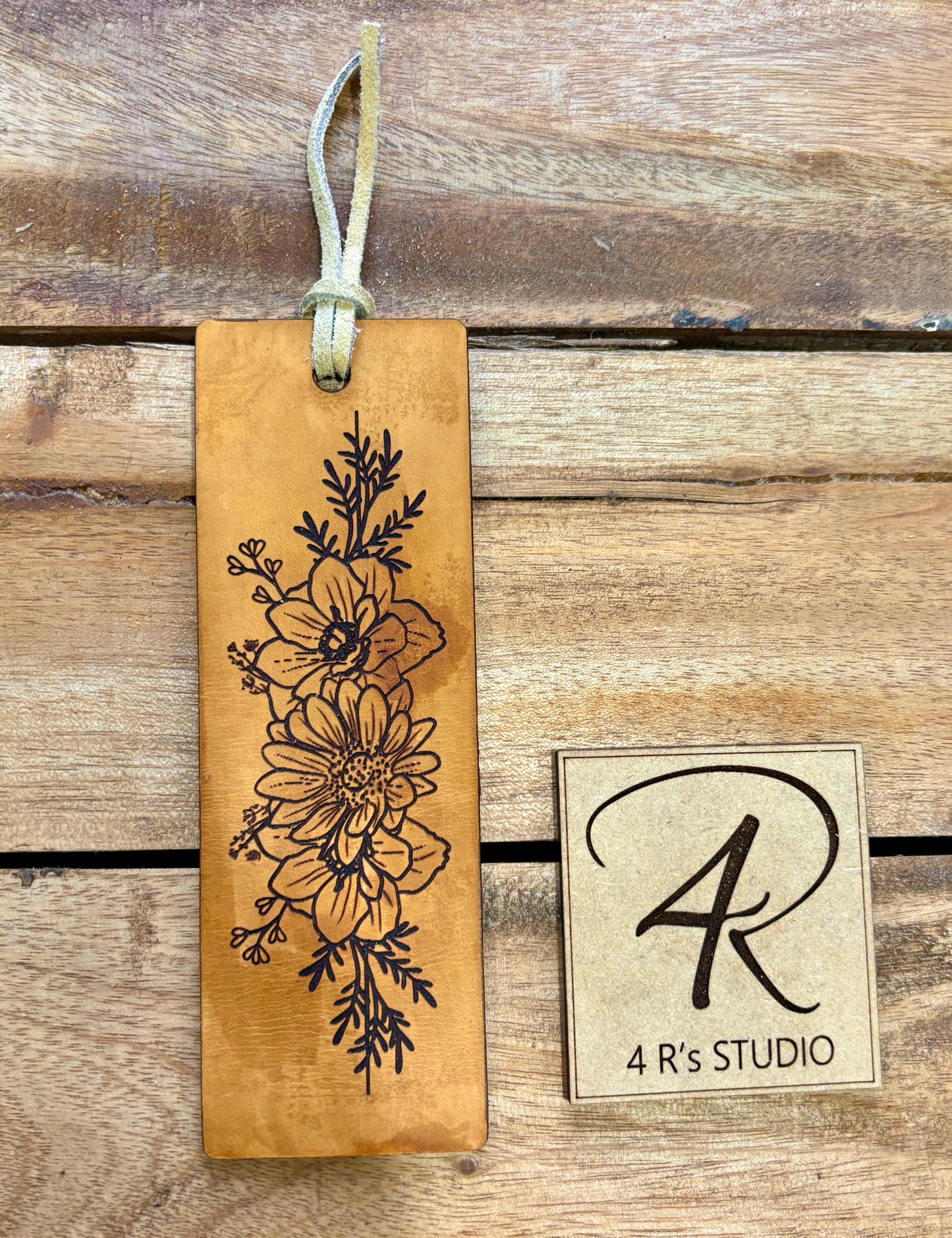 Leather Bookmarks - Flowers