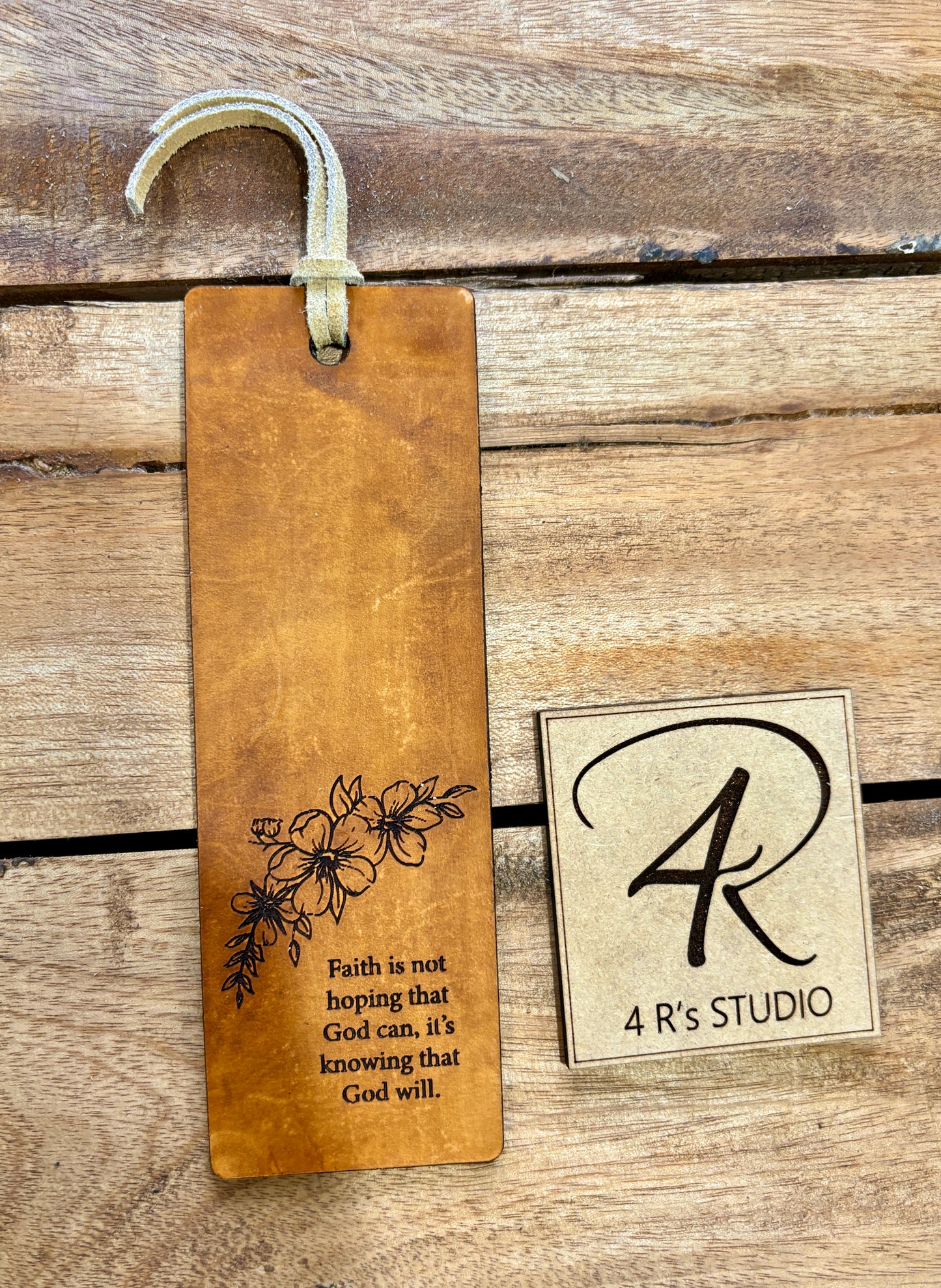Leather Bookmarks - Flowers