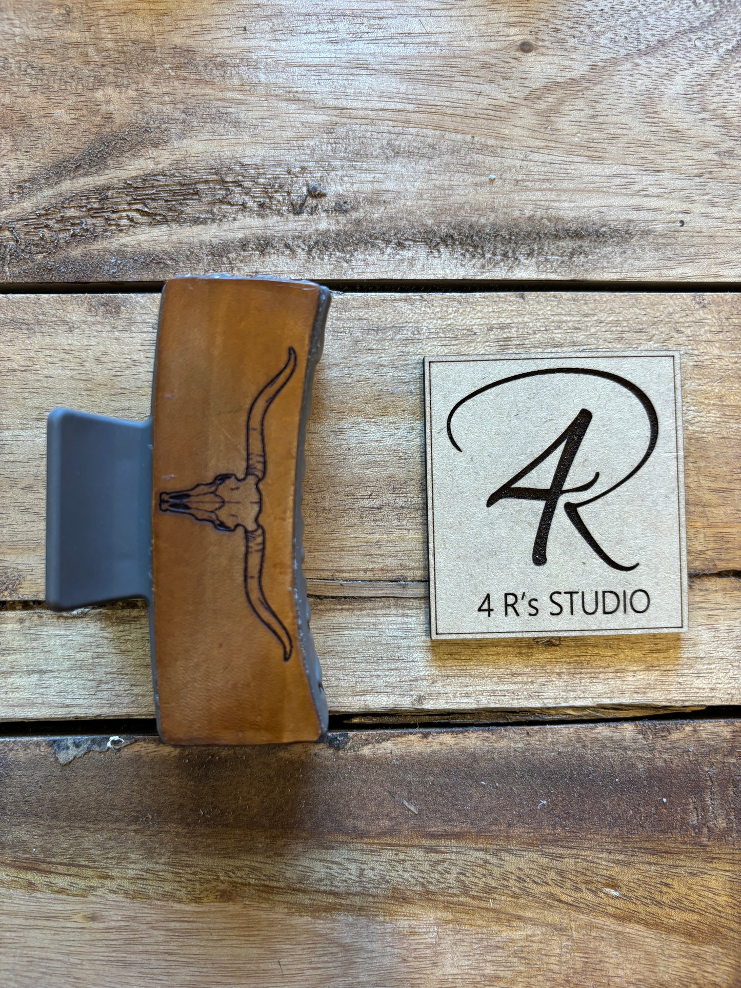 Large Hair Clips -Leather