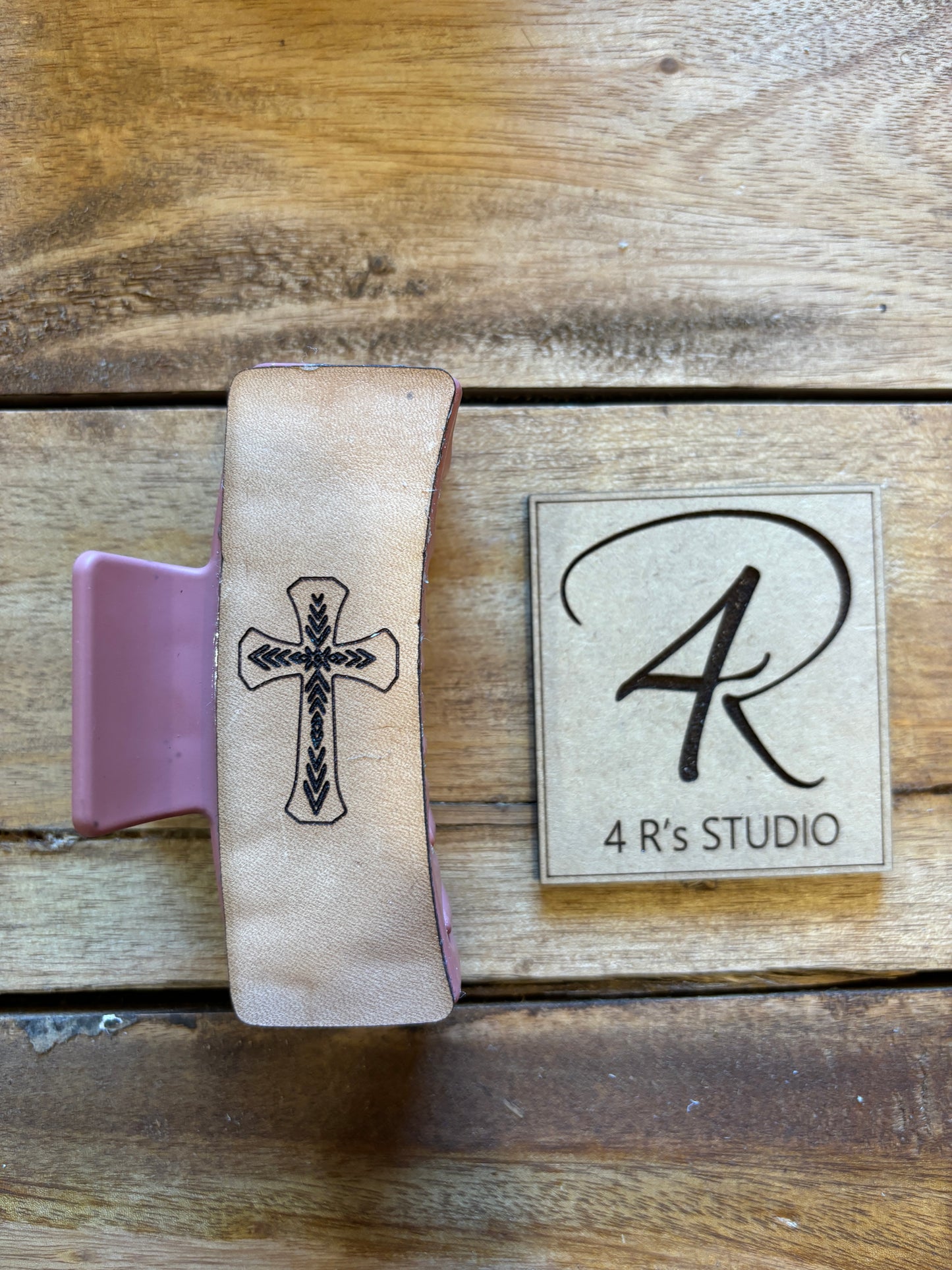 Large Hair Clips -Leather
