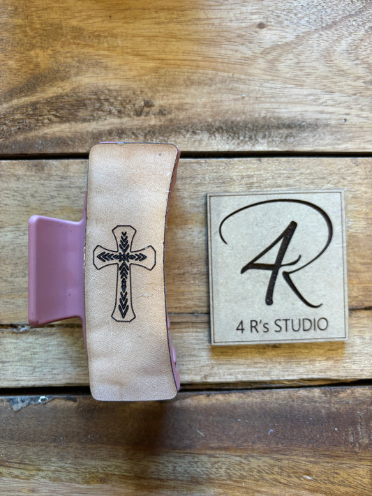 Large Hair Clips -Leather