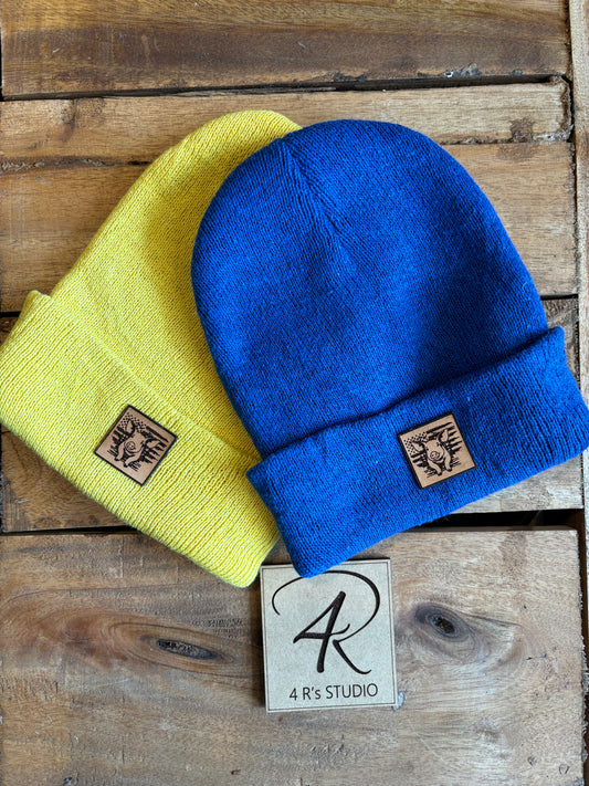 Toddler Beanie - Leather Pig Patch