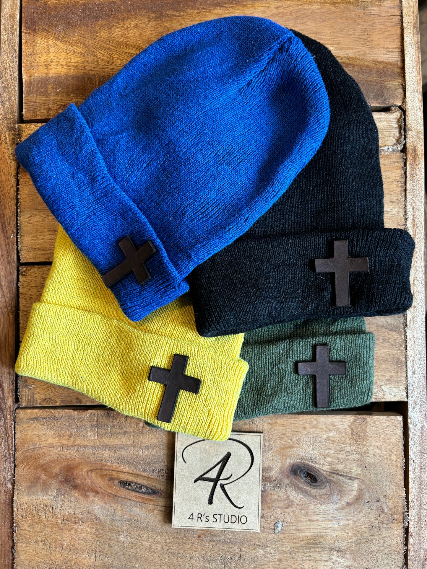 Toddler Beanie - Leather Cross
