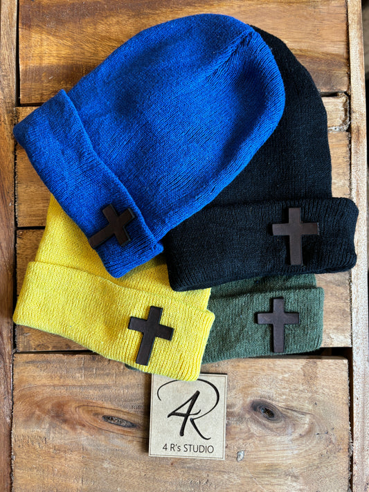 Toddler Beanie - Leather Cross