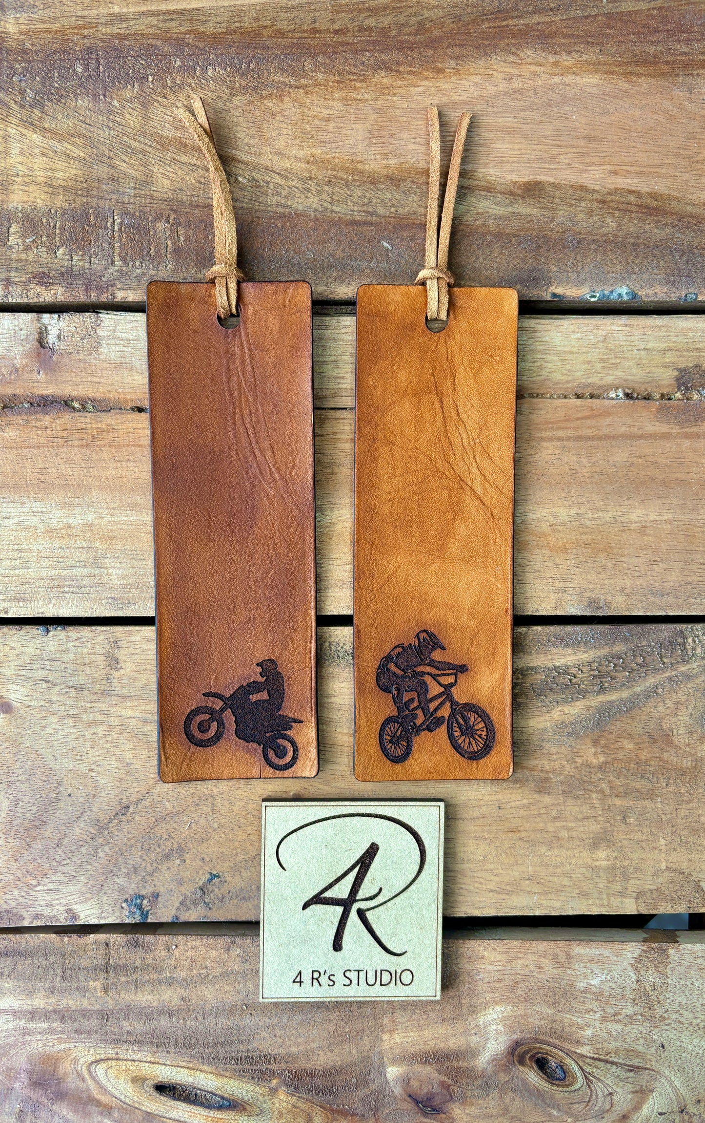 Leather Bookmarks - Bikes