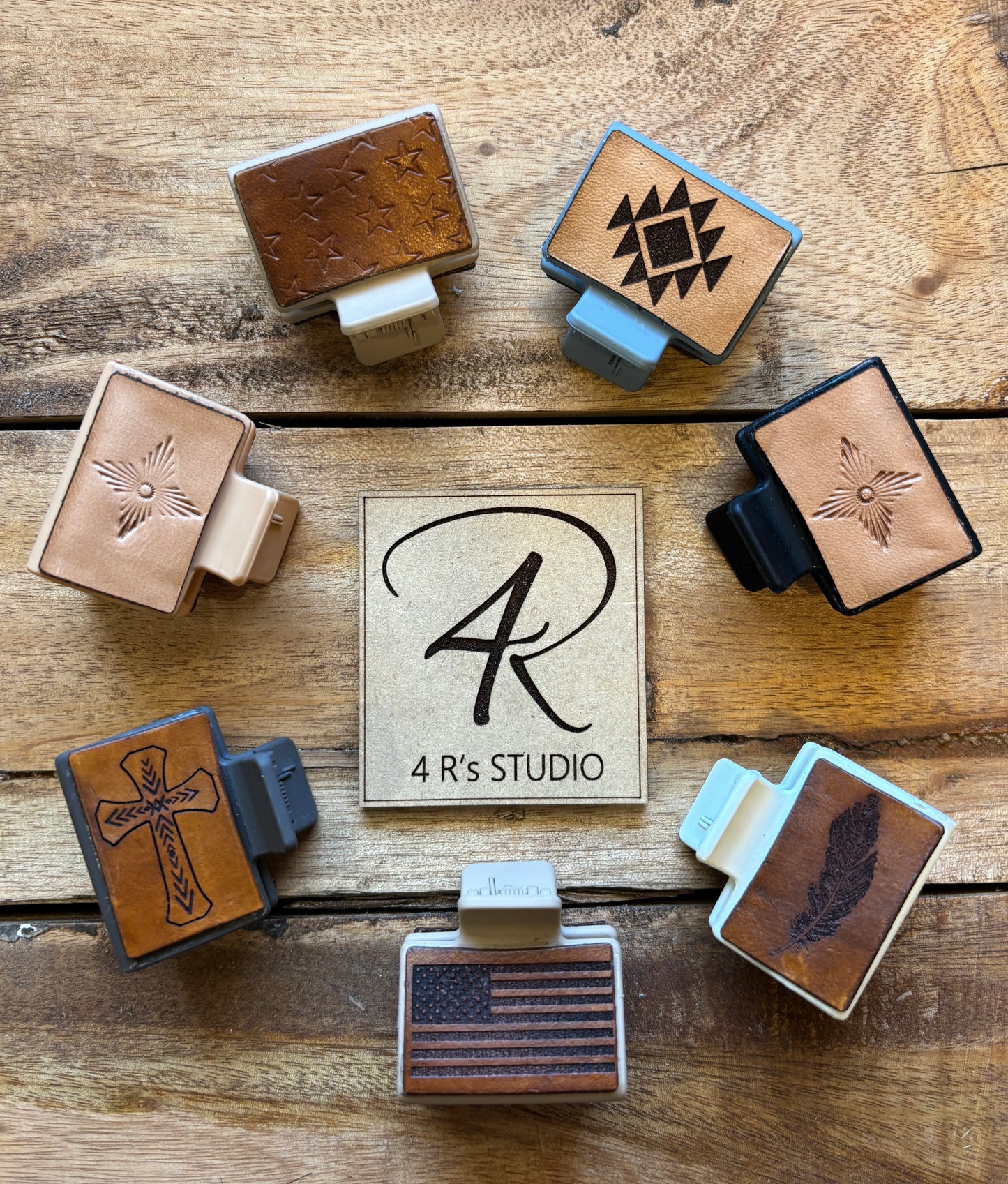 Small Hair Clips - Leather