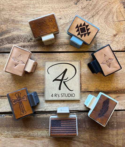 Small Hair Clips - Leather