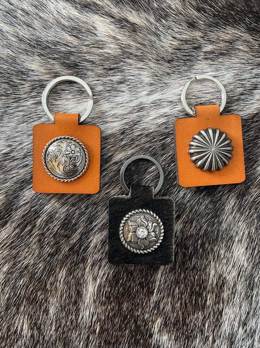 Circle Concho Square Keychains