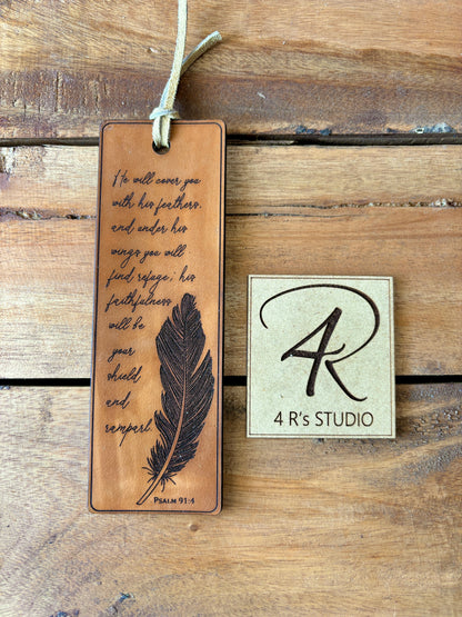 Leather Bookmarks -Feather
