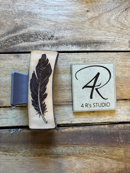 Large Hair Clips -Leather