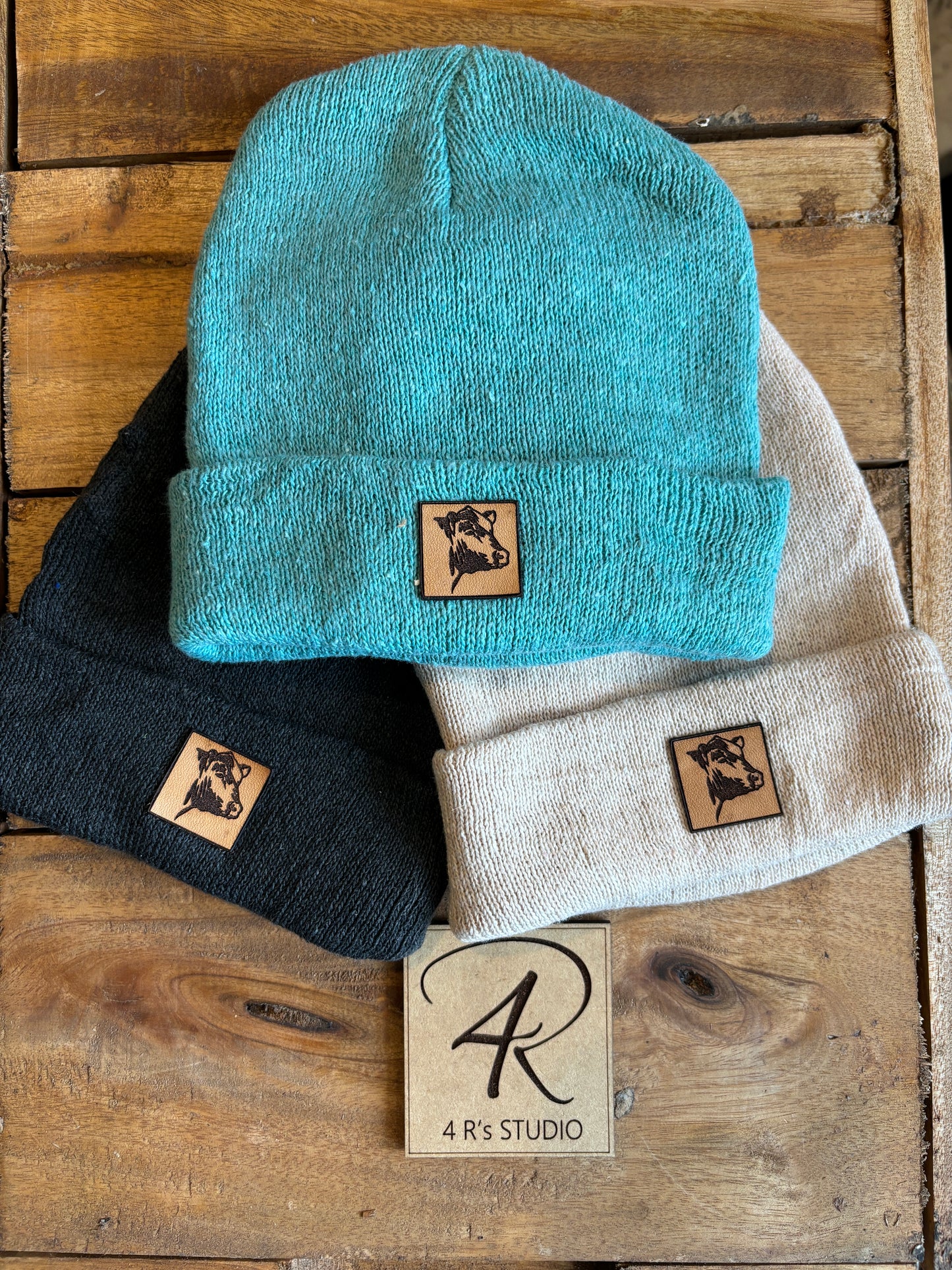 Toddler Beanie - Leather Cattle Patch