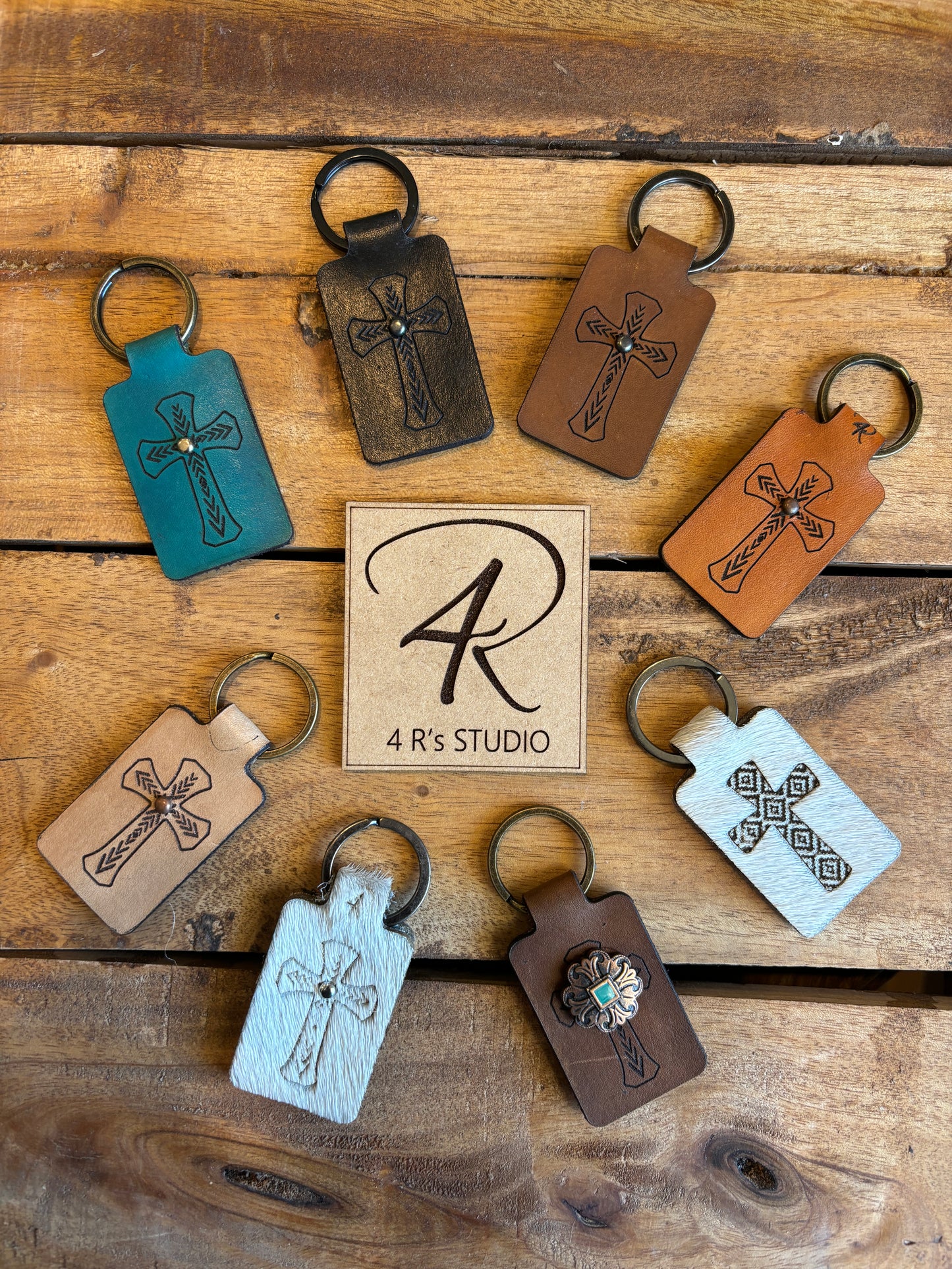 Leather cross Keychains