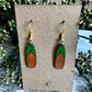 Earrings - Chestnut/Natural/painted top Drop Leather Earrings