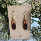 Earrings - Chestnut/Natural/painted bottom Drop Leather Earrings