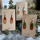 Earrings - Chestnut/Natural/painted top Drop Leather Earrings