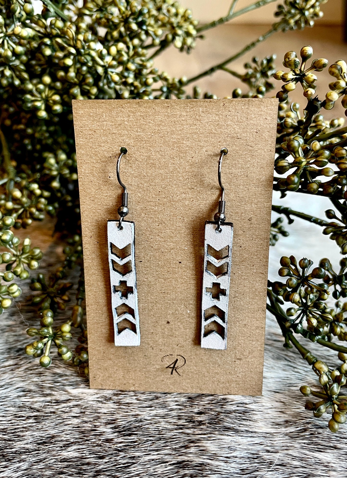 Earrings - Straight Aztec Leather earrings