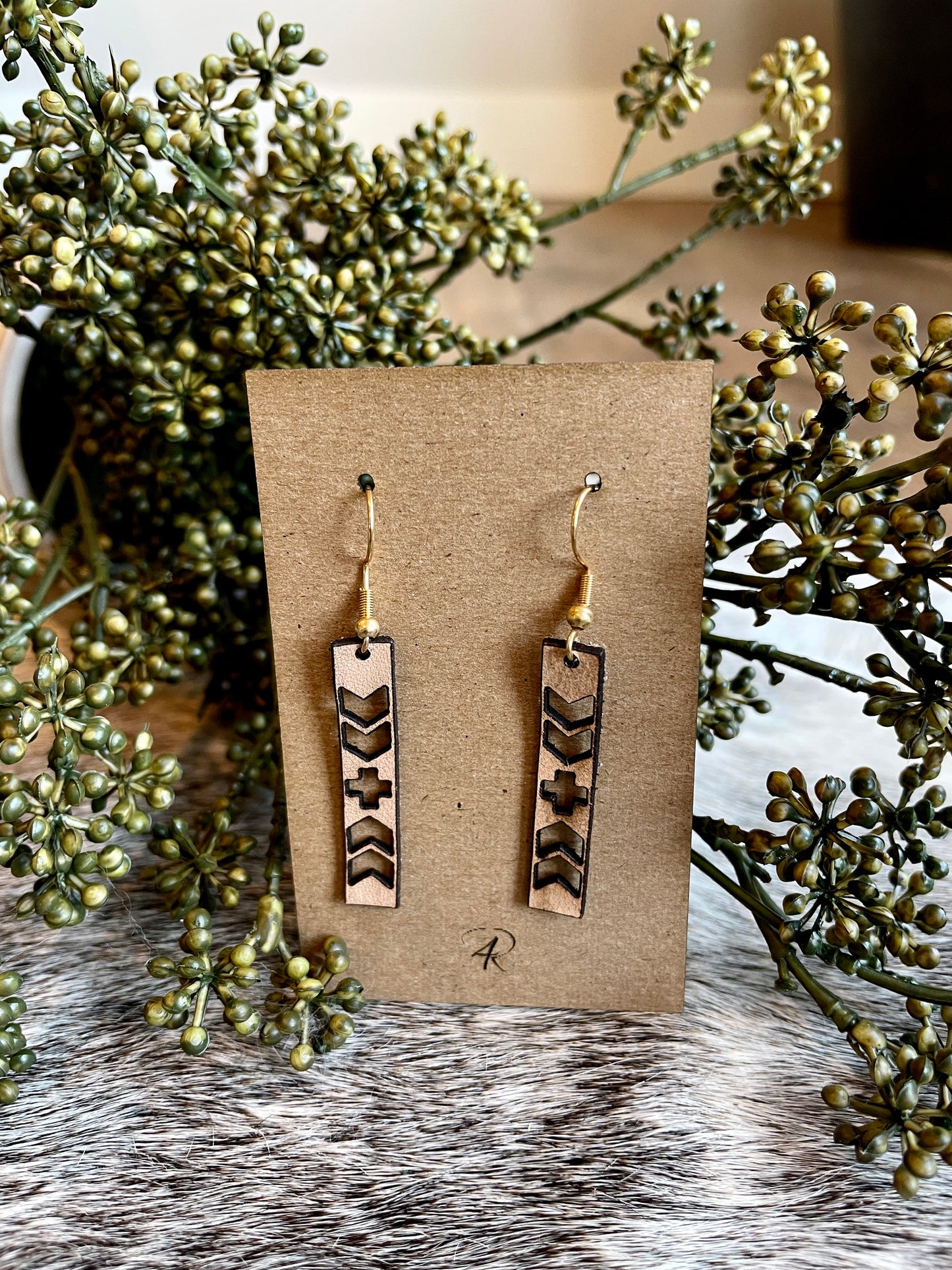 Earrings - Straight Aztec Leather earrings