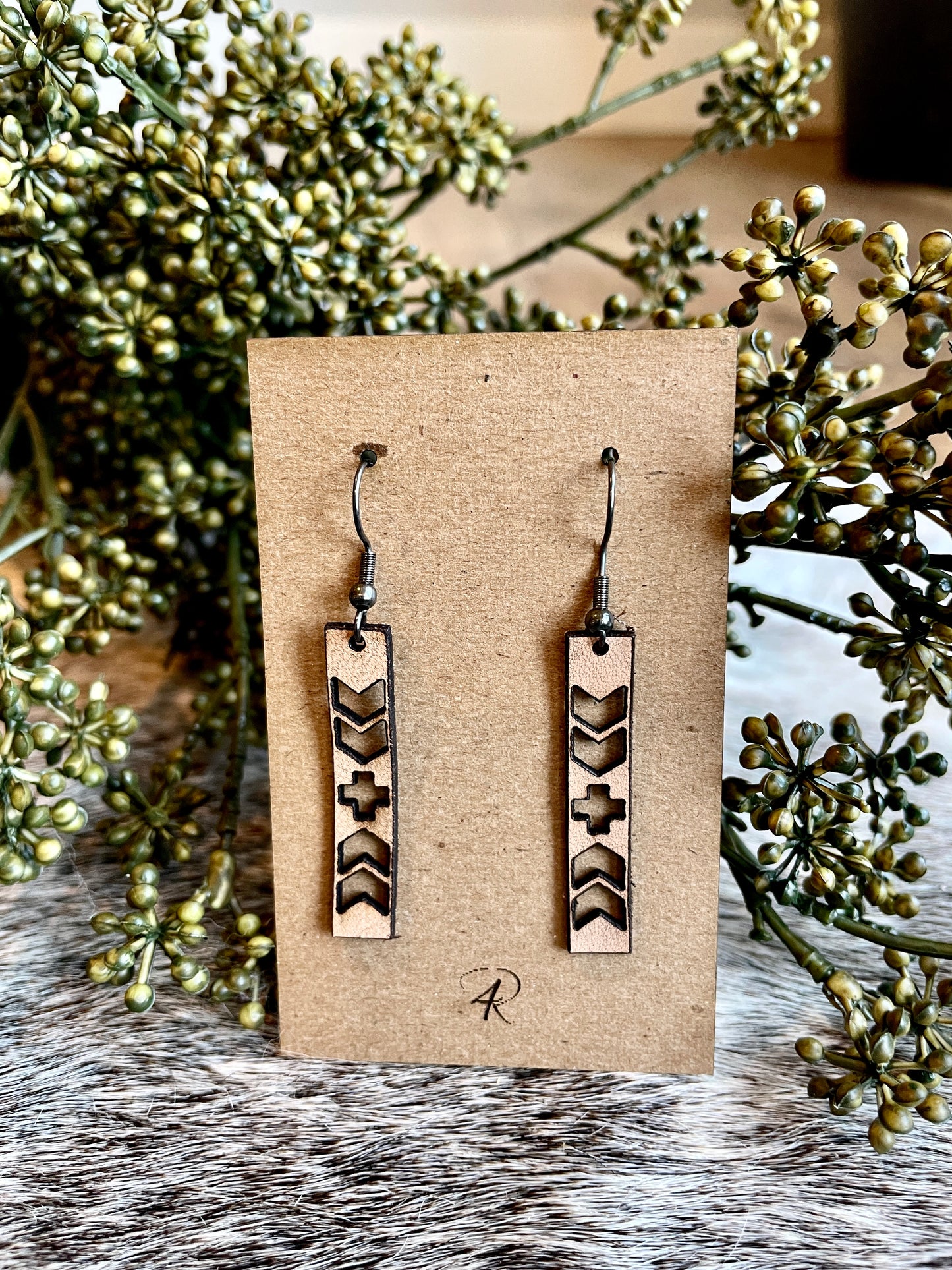 Earrings - Straight Aztec Leather earrings