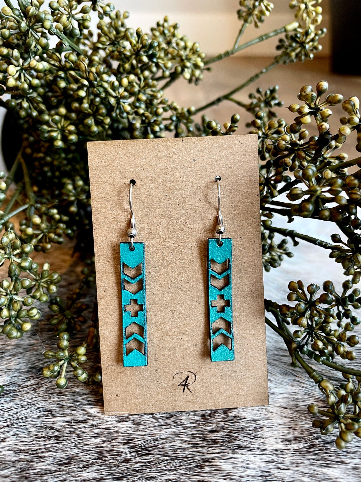 Earrings - Straight Aztec Leather earrings