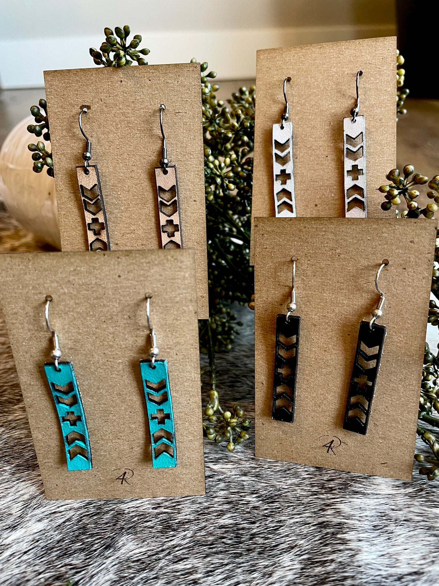 Earrings - Straight Aztec Leather earrings