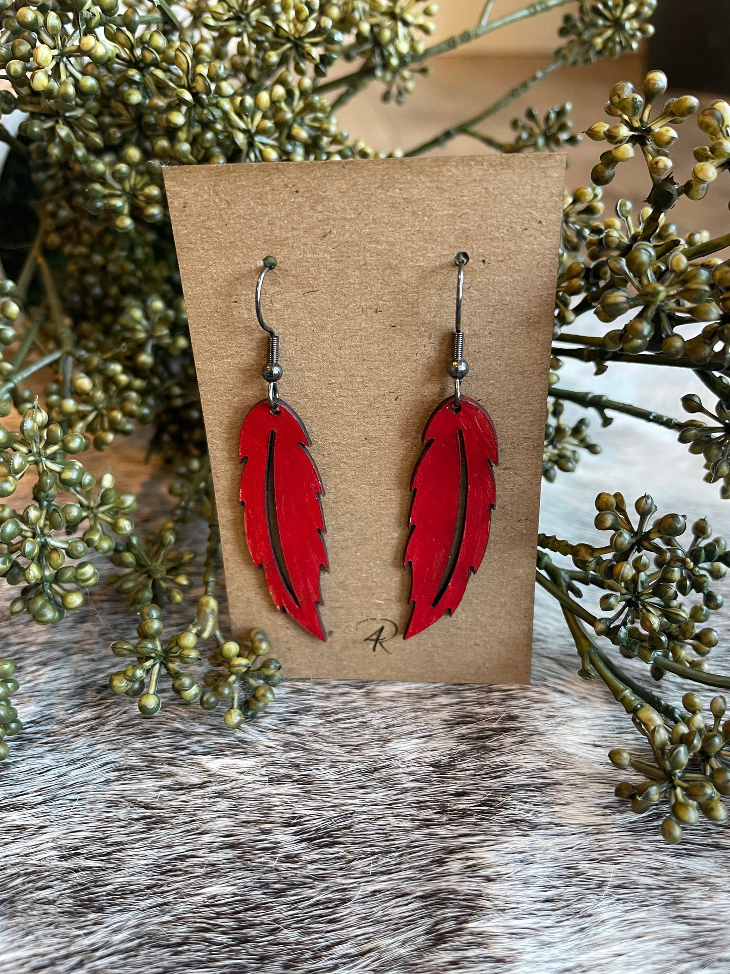 Earrings - Painted Feathered Earrings