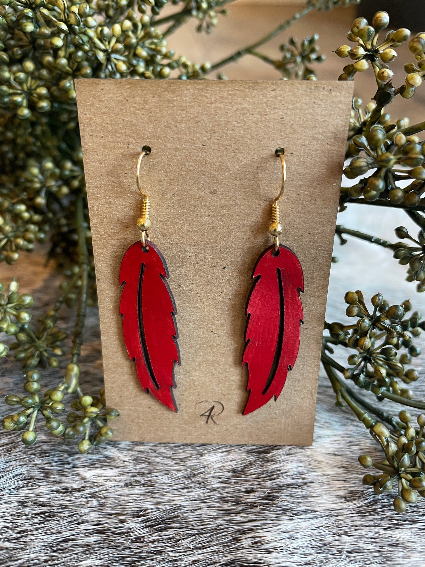 Earrings - Painted Feathered Earrings