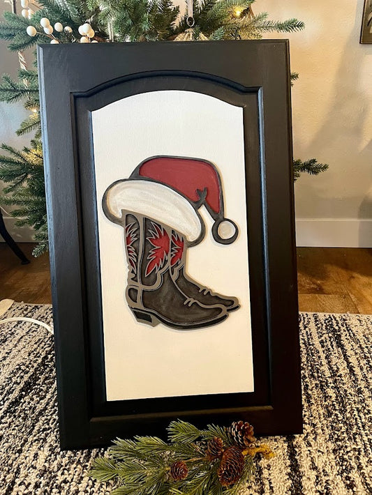 Wood Sign - Christmas Cowboy Boots