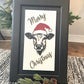 Wood Sign -Merry Christmas Cow