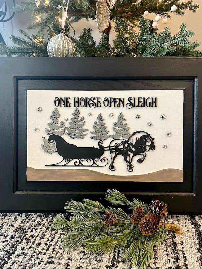 Wood Sign - One Horse Open Sleigh