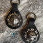Black Cowhide Gunmetal Concho Keychains