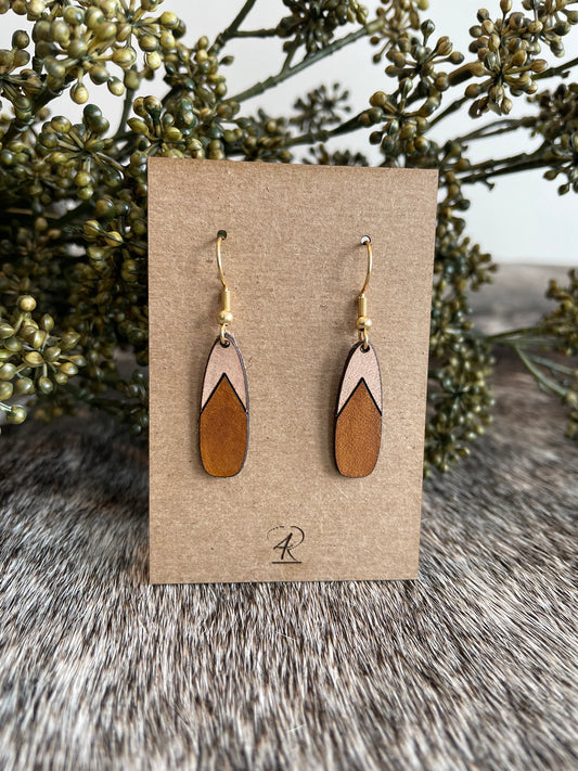 Earrings - Natural/Chestnut Drop Leather Earrings