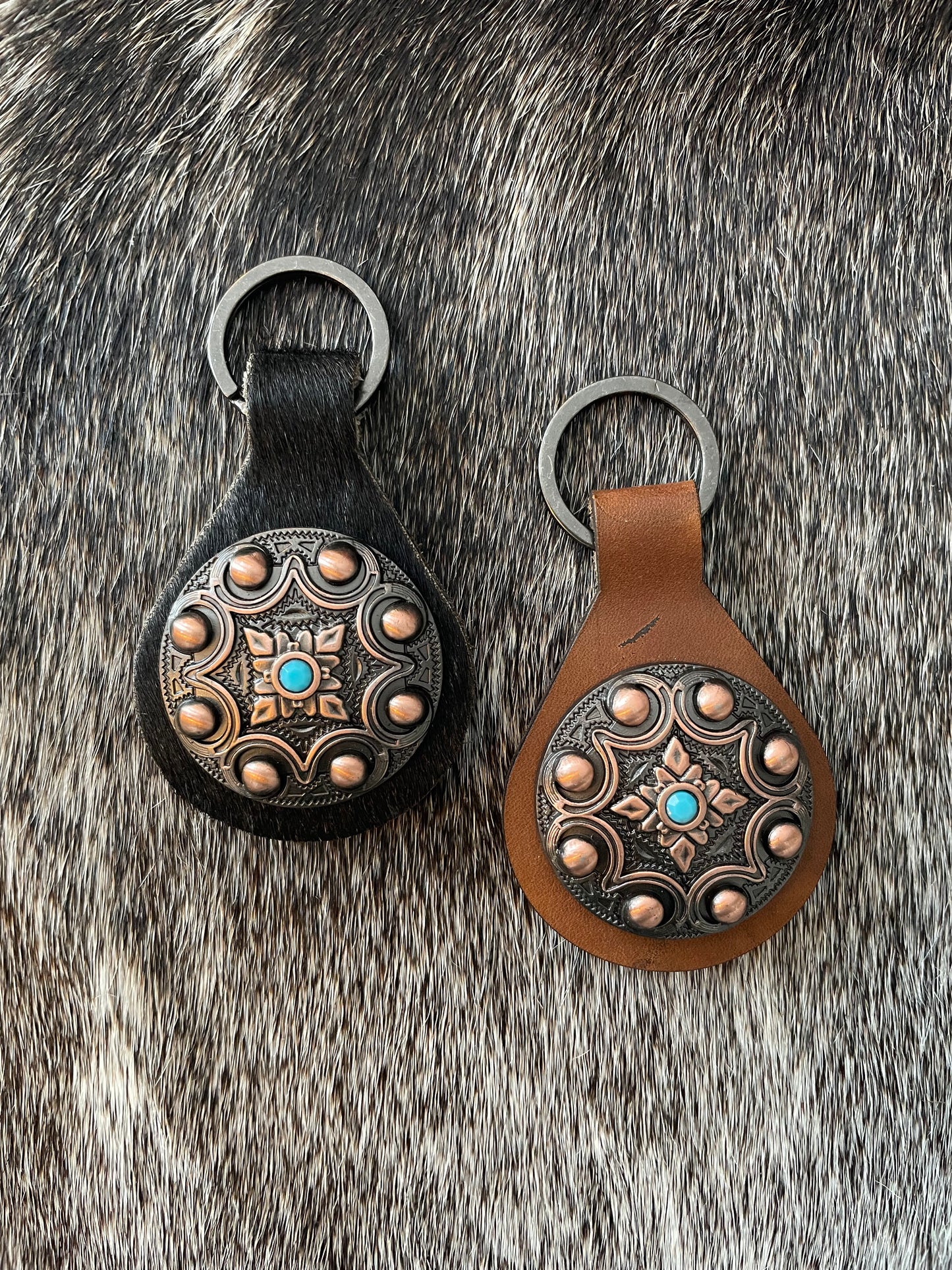 Antique Copper Concho Keychains