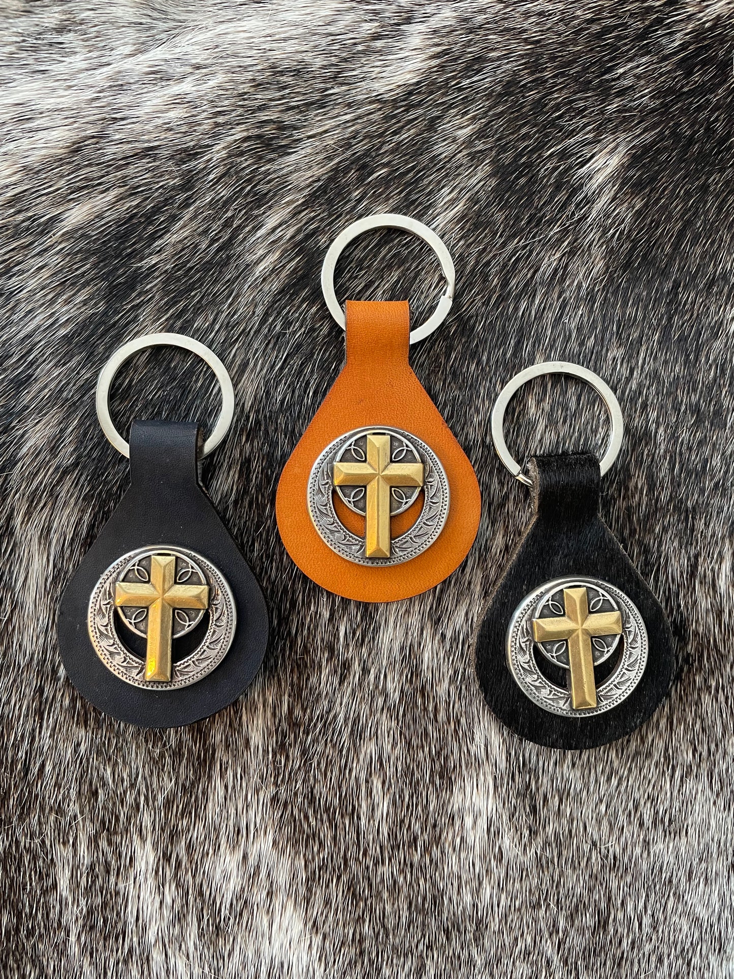 Gold and Silver Cross Keychains