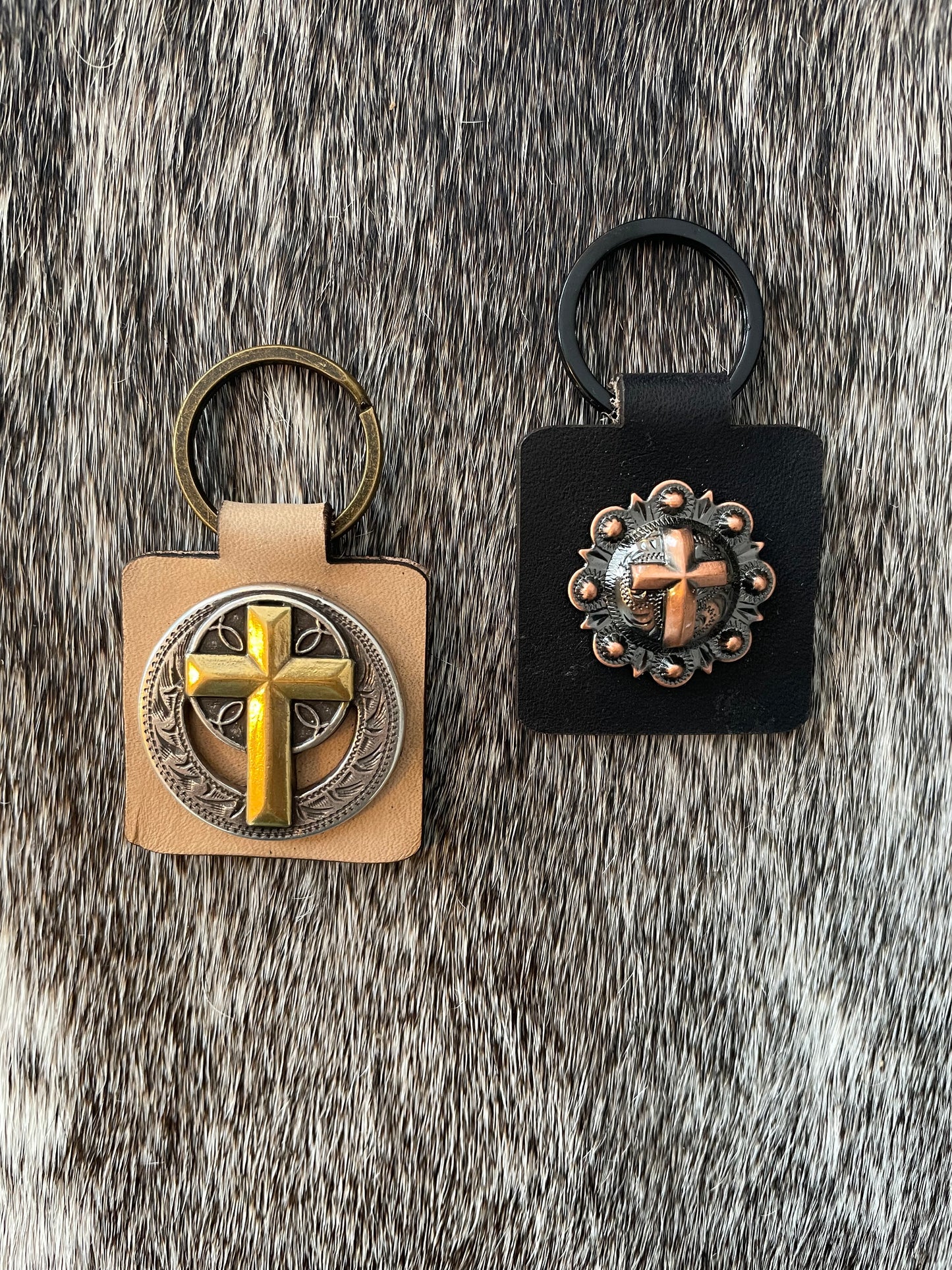 Cross Concho Square Keychains