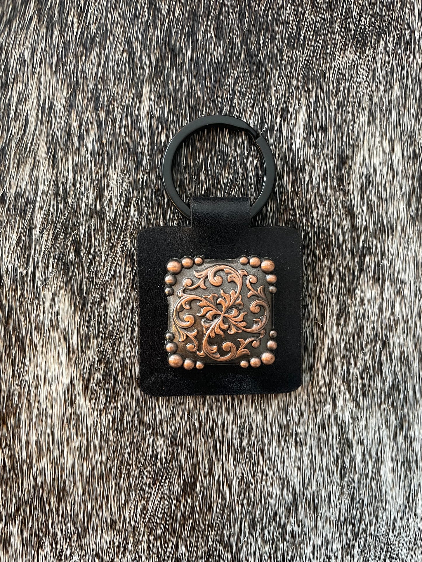 Square Copper Concho Square Keychains