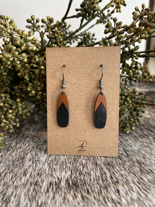 Earrings - Black Bottom Drop Leather Earrings