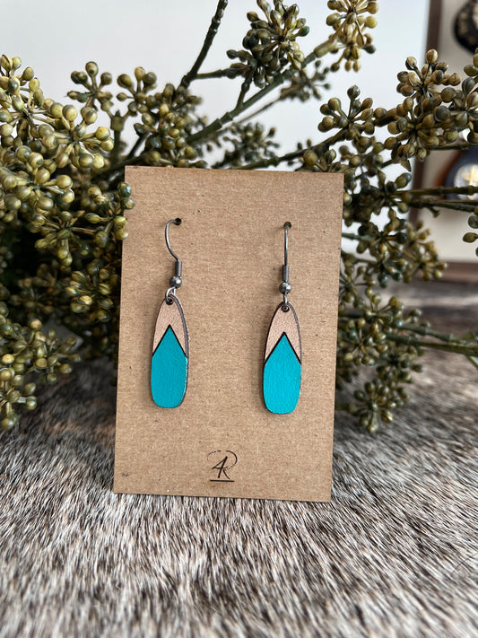 Earrings - Turquoise Drop Leather Earrings