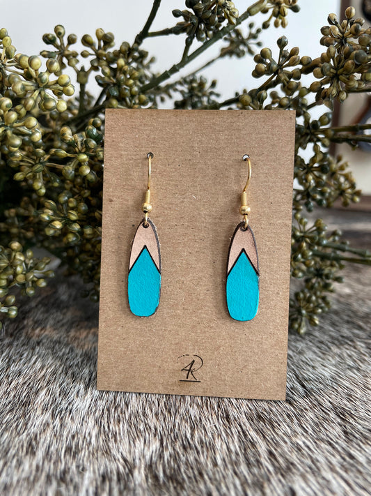 Earrings - Turquoise Drop Leather Earrings