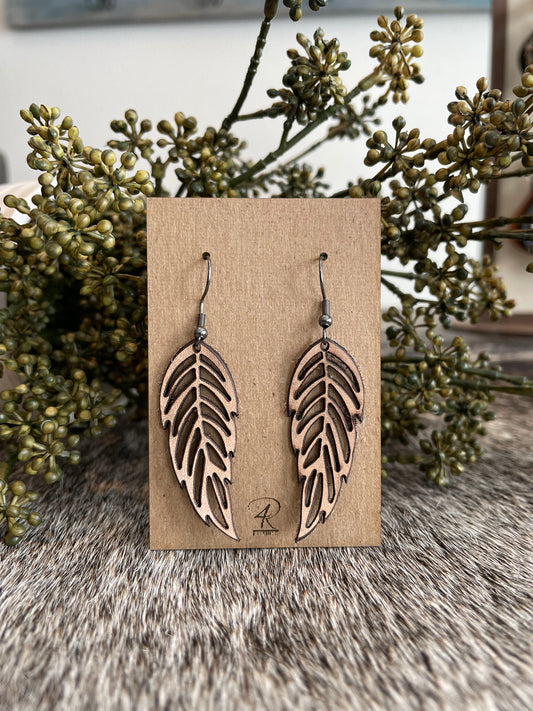 Earrings - Natural Feathered Leather Earrings