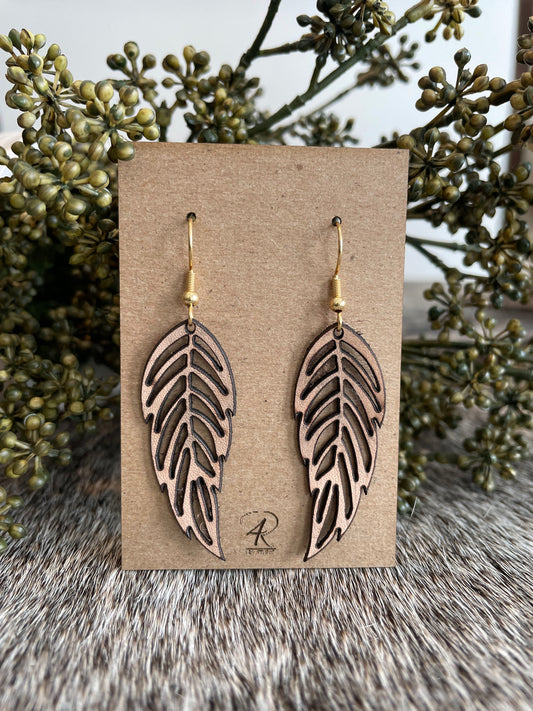 Earrings - Natural Feathered Leather Earrings