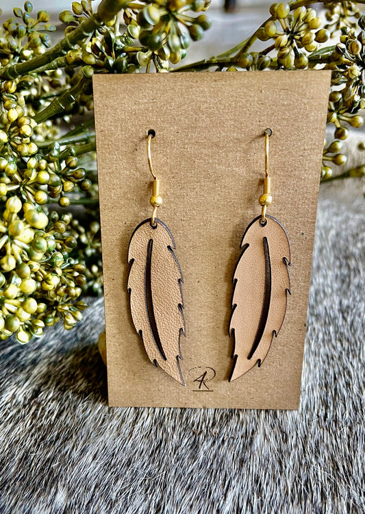 Earrings - Natural Solid Feather Leather Earrings