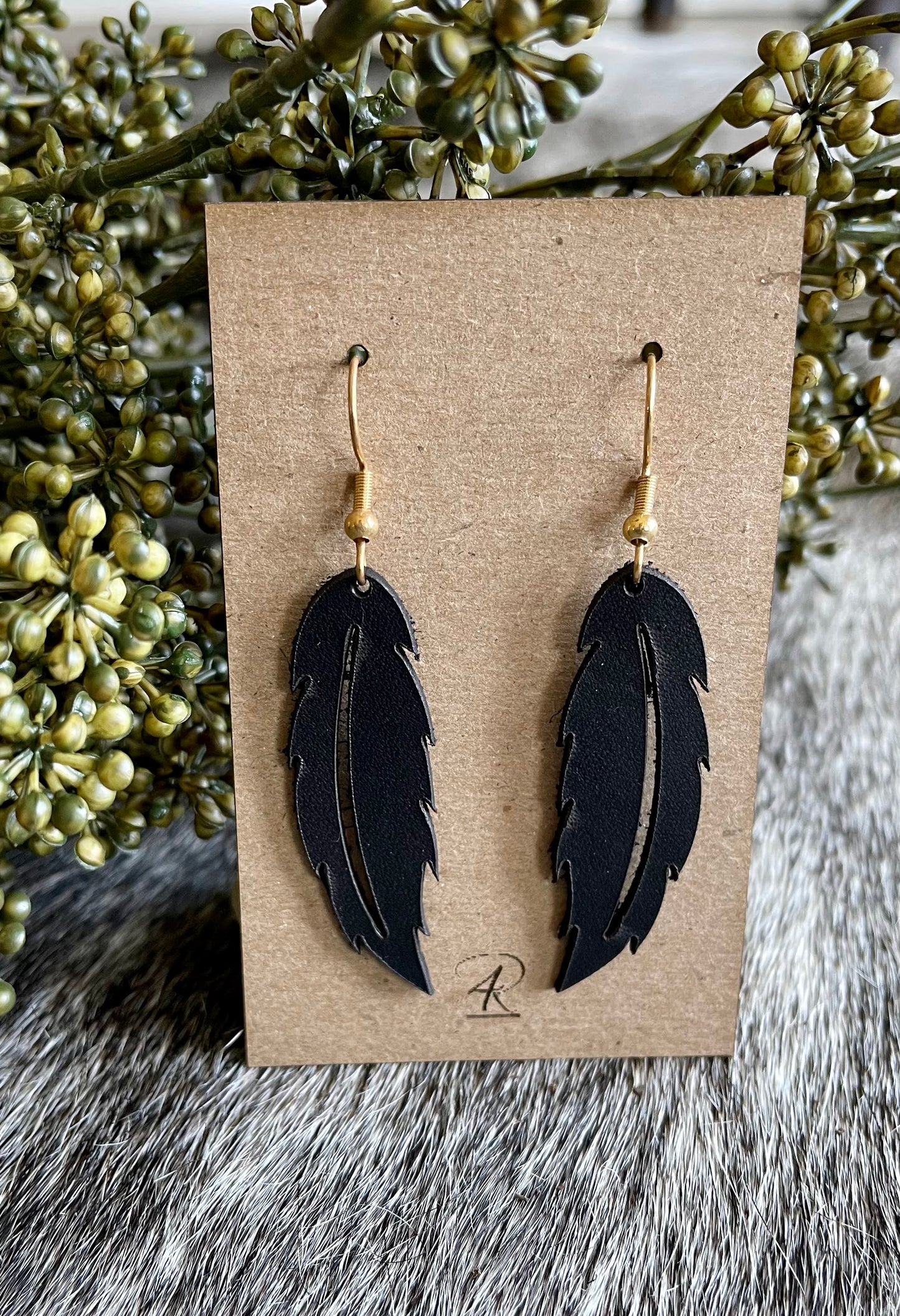 Earrings - Black Solid Feathered Earrings