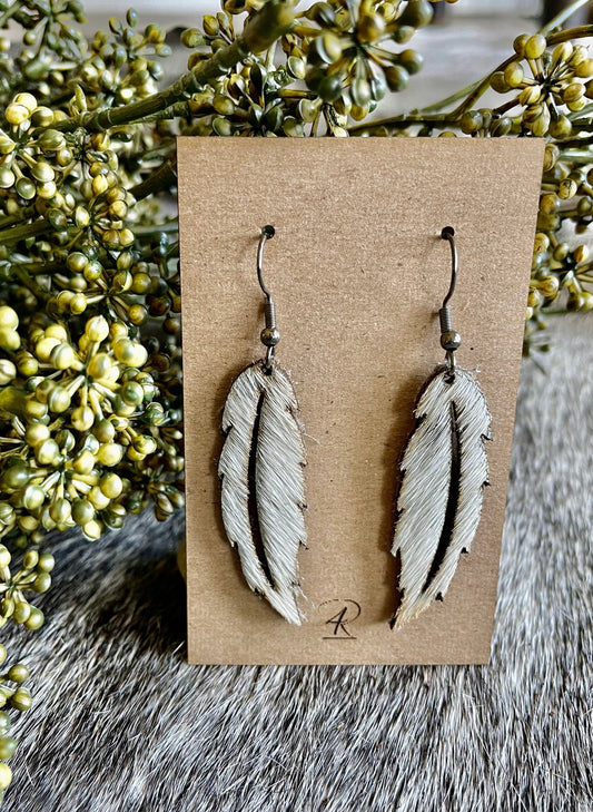 Earrings - Cowhide Solid Feathered Earrings