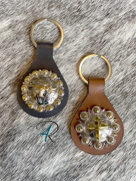 Leather Concho Keychains