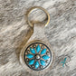 Cowhide Keychains with Turquoise Conchos