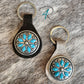 Cowhide Keychains with Turquoise Conchos